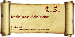 Krámer Sándor névjegykártya